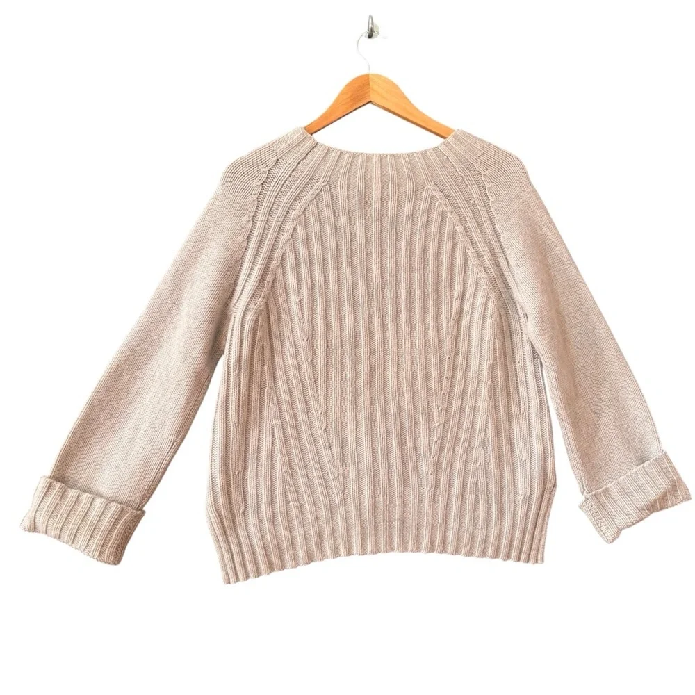 Vince Raglan Ribbed Wool & Cashmere Sweater in Cream - Women’s Sz XS